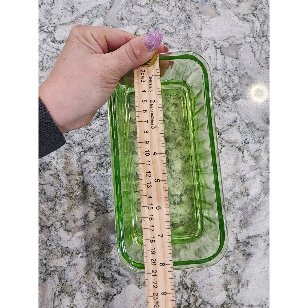 Uranium Glass 8.5” Casserole Bread Loaf Dish Rectangular, Refrigerator Read - Picture 4 of 7